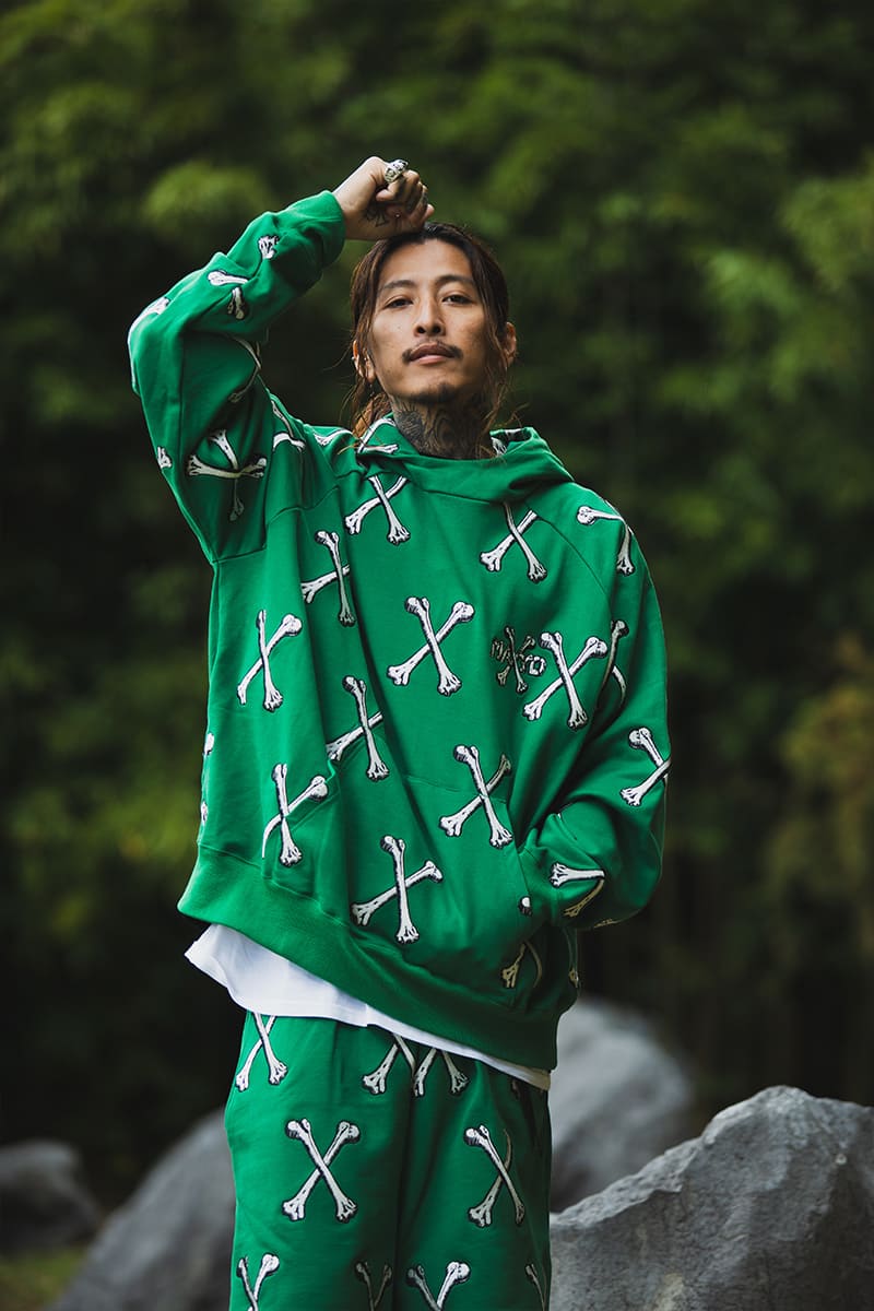 MAYO CROSS BONES Embroidery Hoodie - GREEN