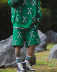 MAYO CROSS BONES Embroidery Sweat Shorts - GREEN