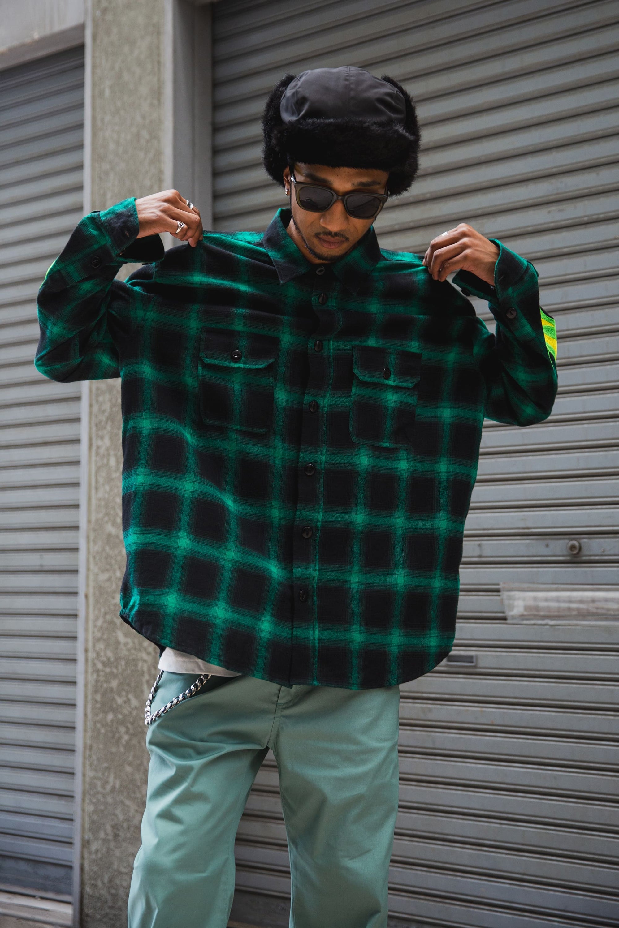 MARIA FIRE EMBROIDERY CHECK SHIRT