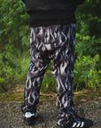 FIRE EMBROIDERY SIDE SNAP NYLON PANTS - FIRE BLACK