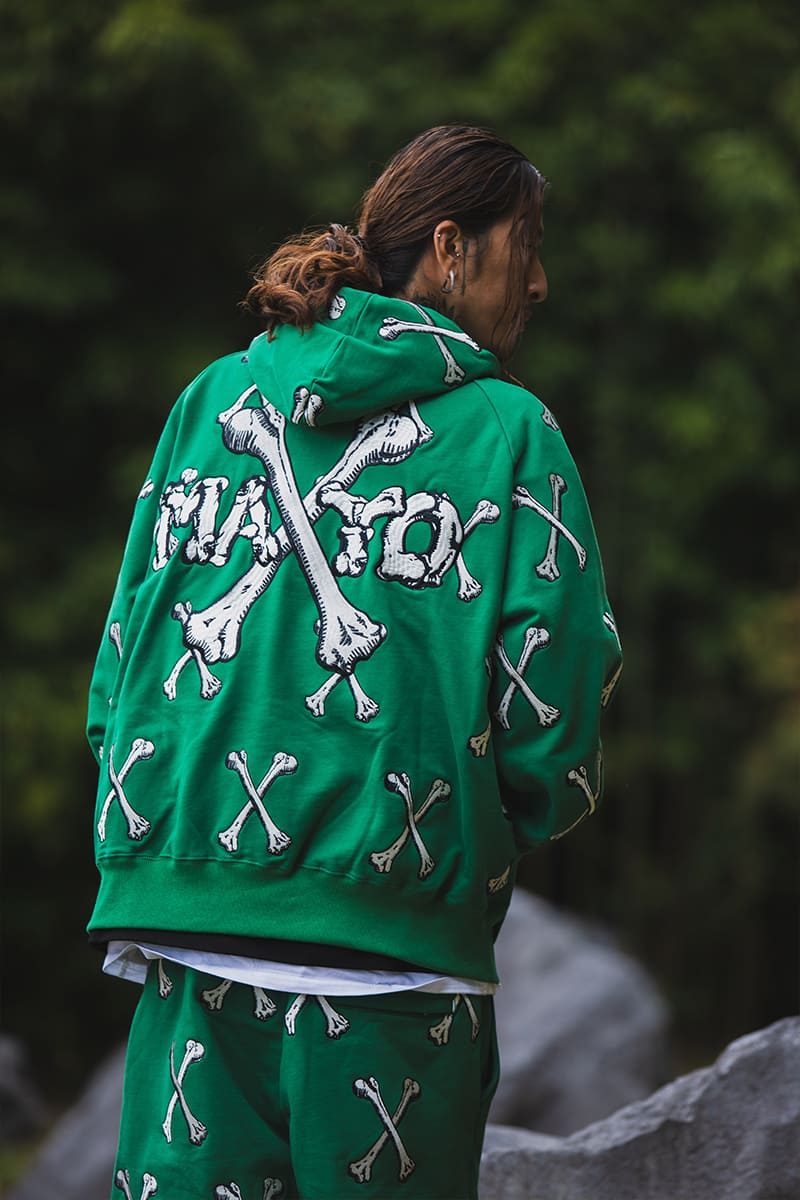 MAYO CROSS BONES Embroidery Hoodie - GREEN