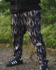 FIRE EMBROIDERY SIDE SNAP NYLON PANTS - FIRE BLACK