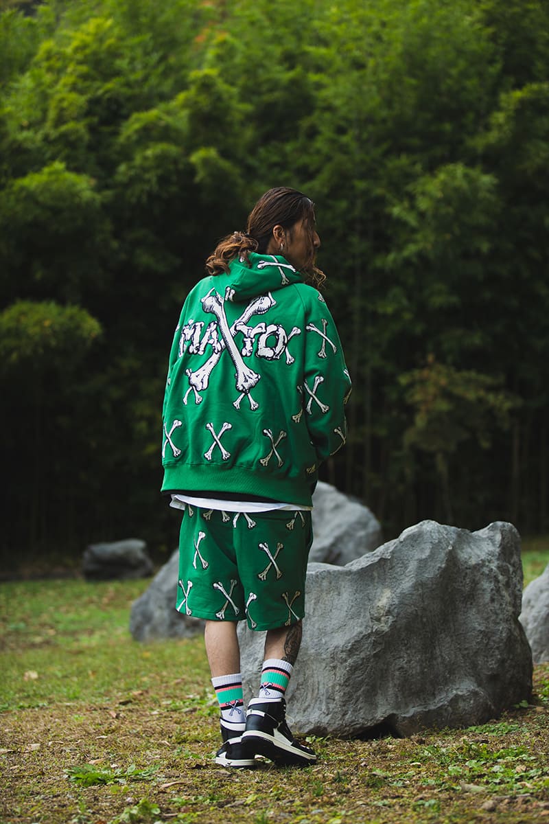 MAYO CROSS BONES Embroidery Hoodie - GREEN