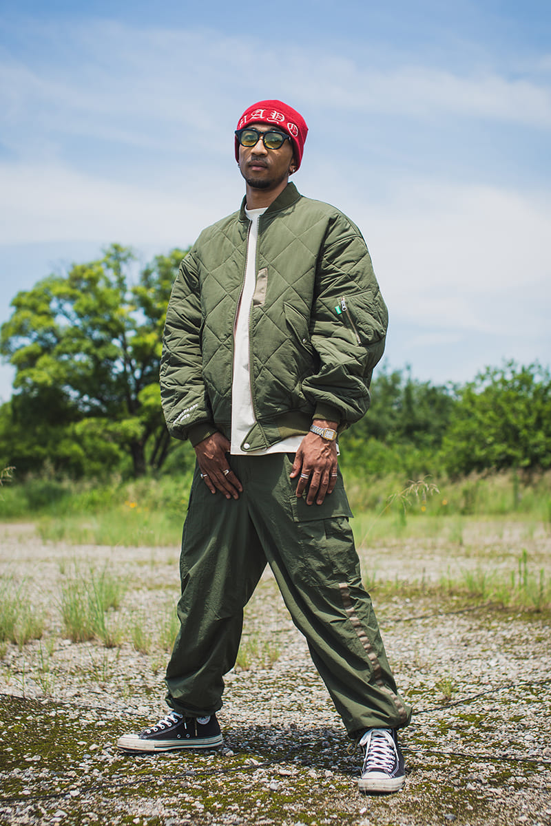 FGMN MAYO EMBROIDERY NYLON CARGO PANTS - OLIVE