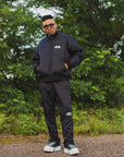 FIRE EMBROIDERY NYLON DOWN JKT - BLACK