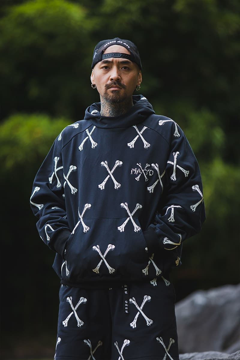 MAYO CROSS BONES Embroidery Hoodie - BLACK