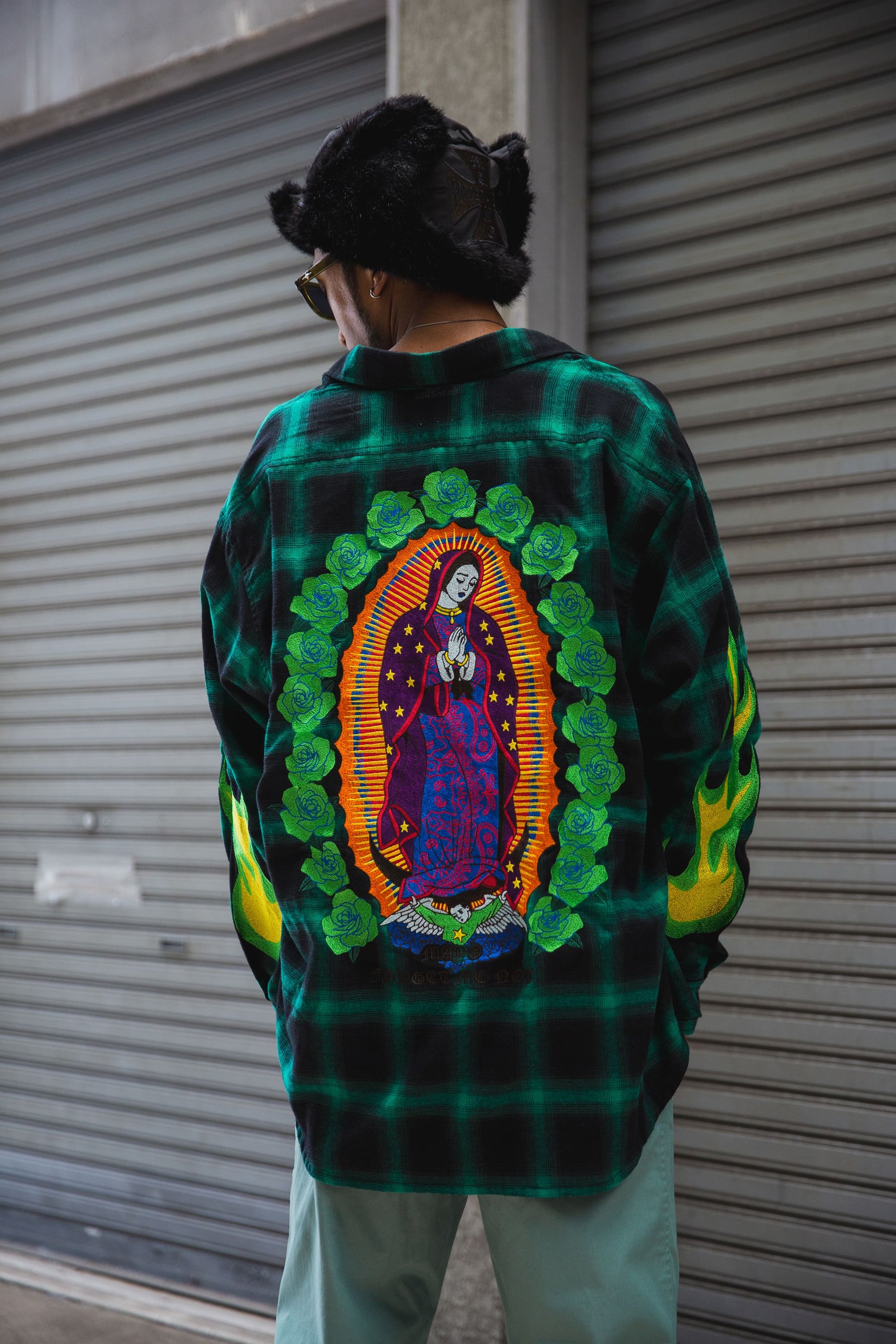 MARIA FIRE EMBROIDERY CHECK SHIRT