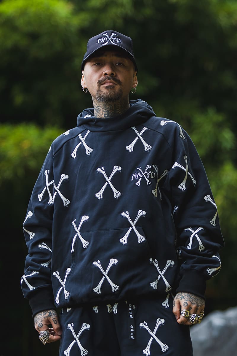 MAYO】MAYO CROSS BONES Embroidery Hoodie - BLACK