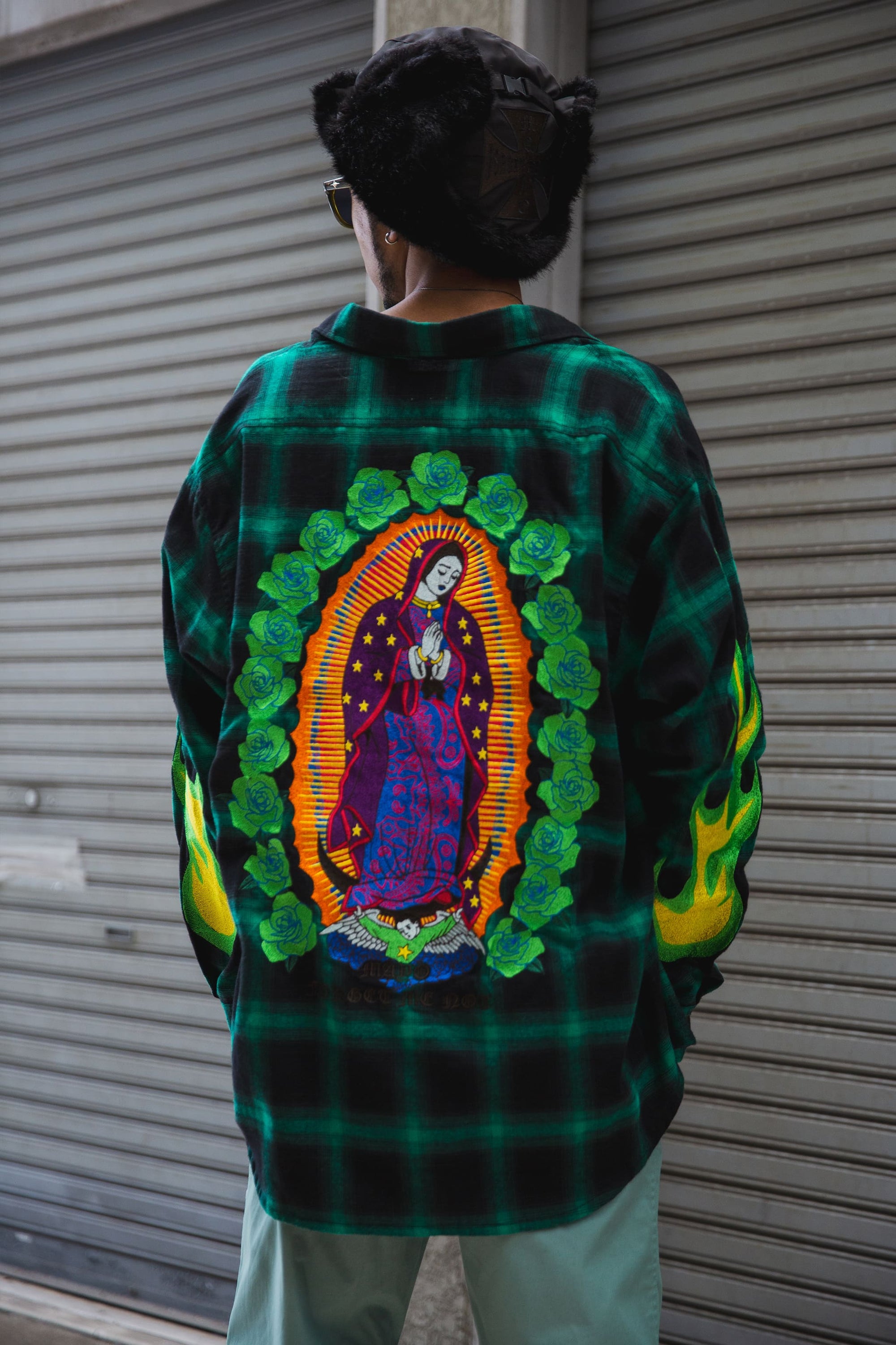 MARIA FIRE EMBROIDERY CHECK SHIRT