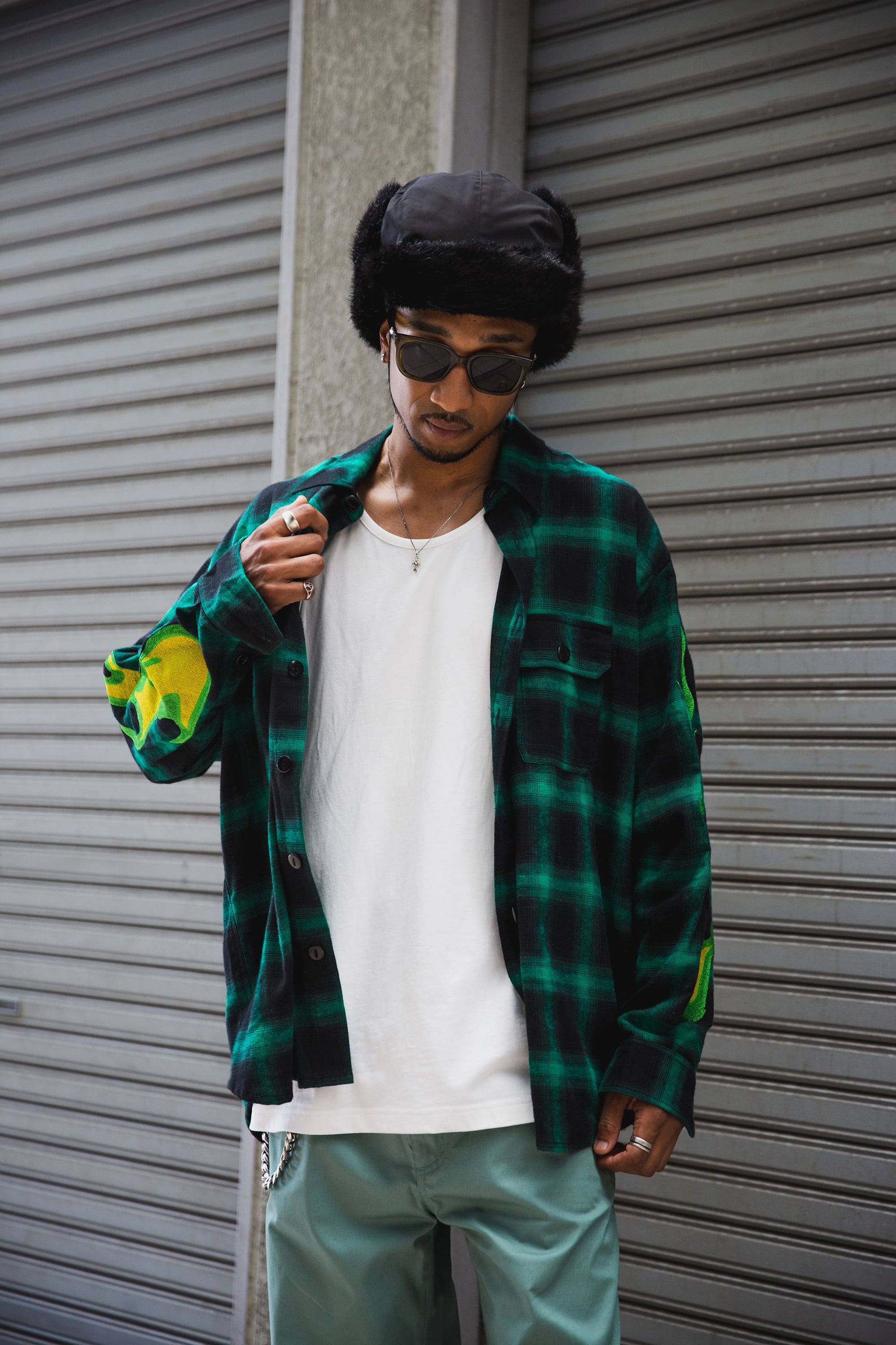 MARIA FIRE EMBROIDERY CHECK SHIRT