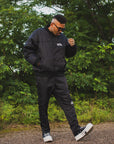 FIRE EMBROIDERY NYLON DOWN JKT - BLACK