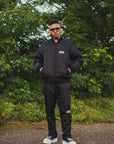 FIRE EMBROIDERY NYLON DOWN JKT - BLACK