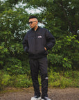 FIRE EMBROIDERY NYLON DOWN JKT - BLACK