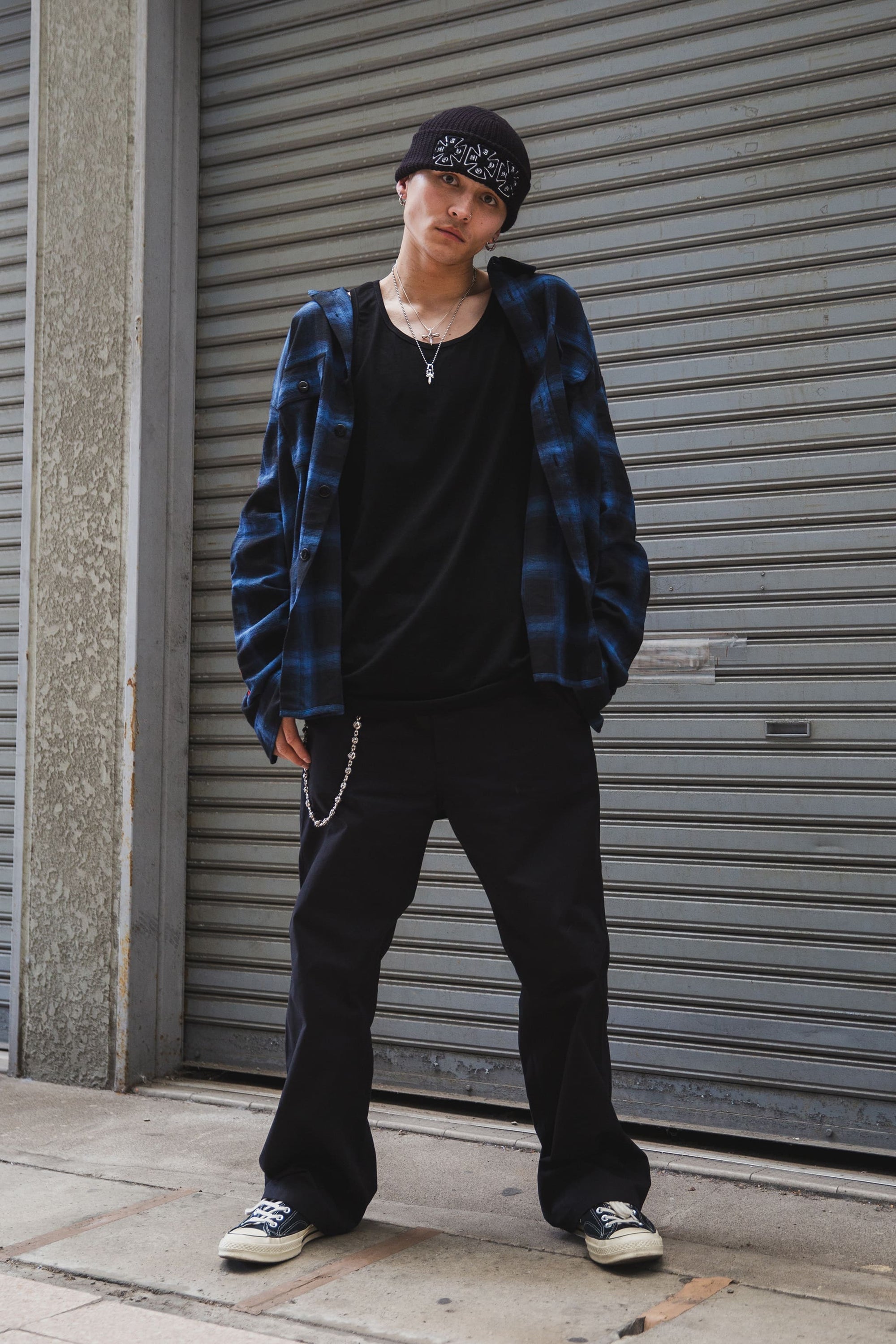 MARIA FIRE EMBROIDERY CHECK SHIRT