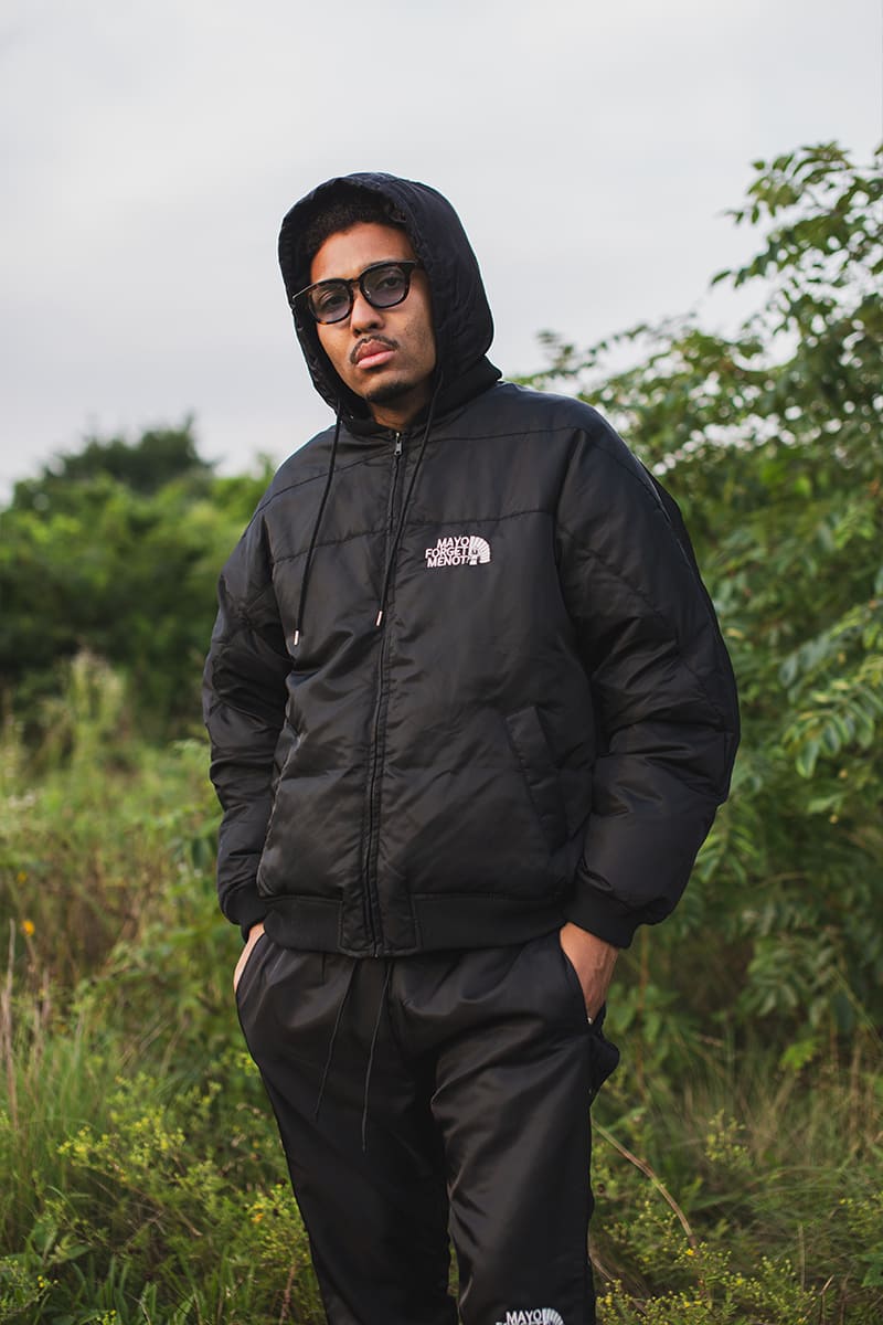 FIRE EMBROIDERY NYLON DOWN JKT - BLACK