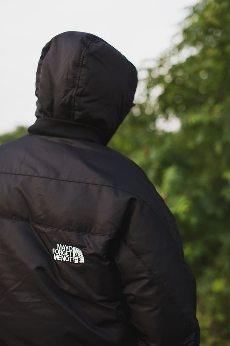 FIRE EMBROIDERY NYLON DOWN JKT - BLACK