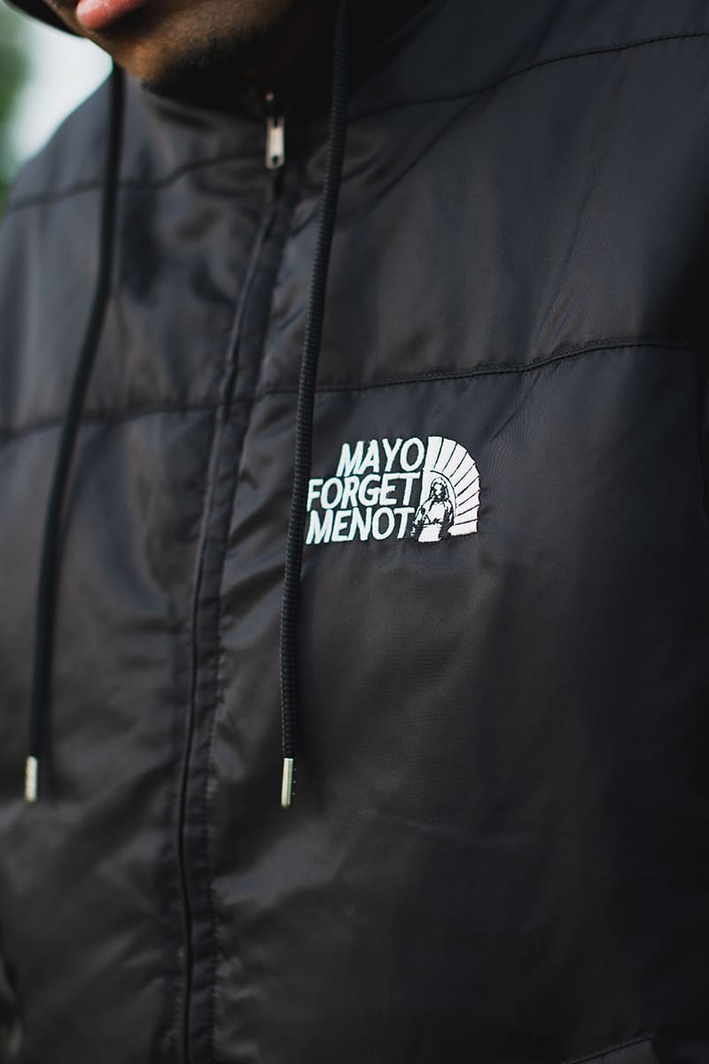 FIRE EMBROIDERY NYLON DOWN JKT - BLACK