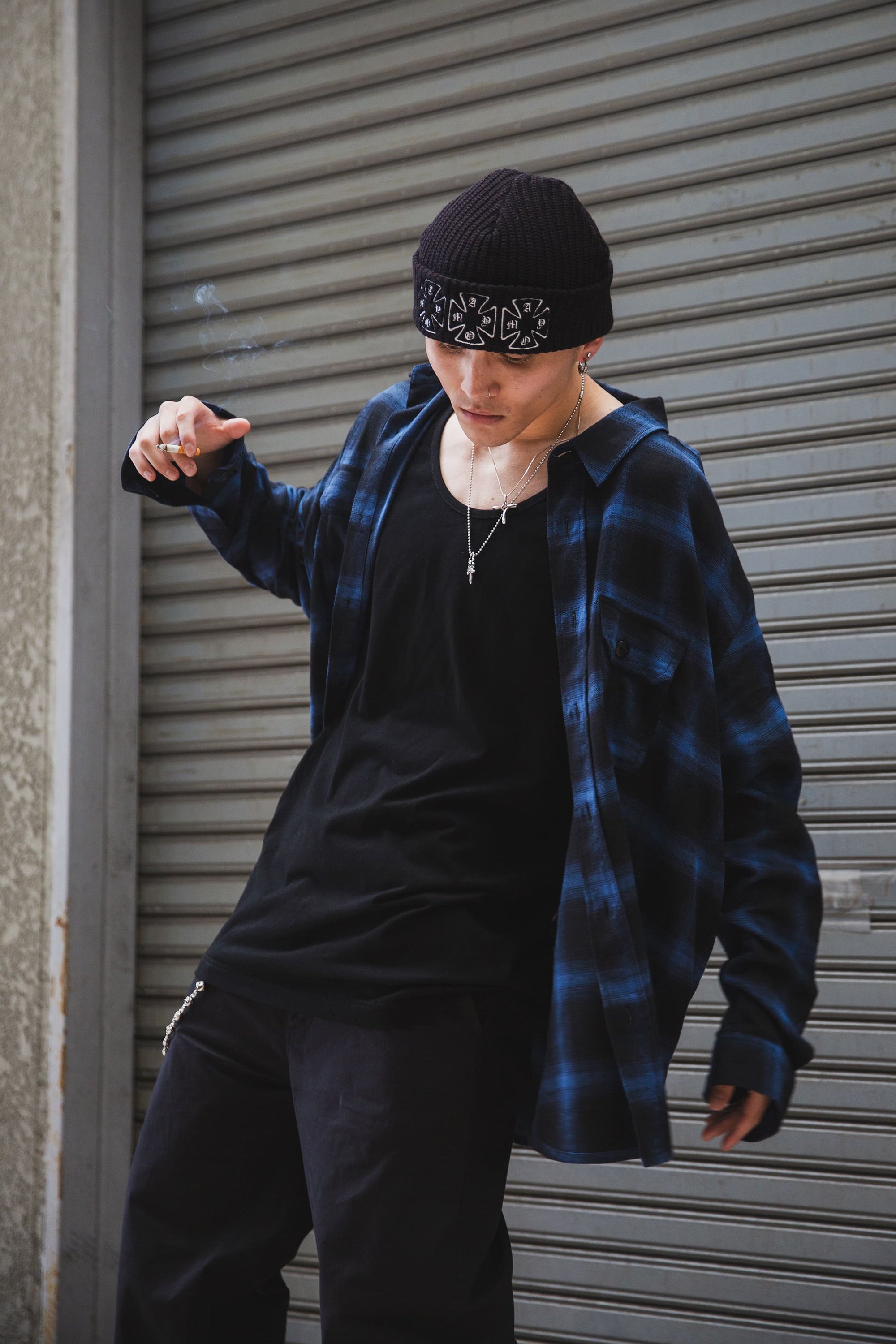 MARIA FIRE EMBROIDERY CHECK SHIRT