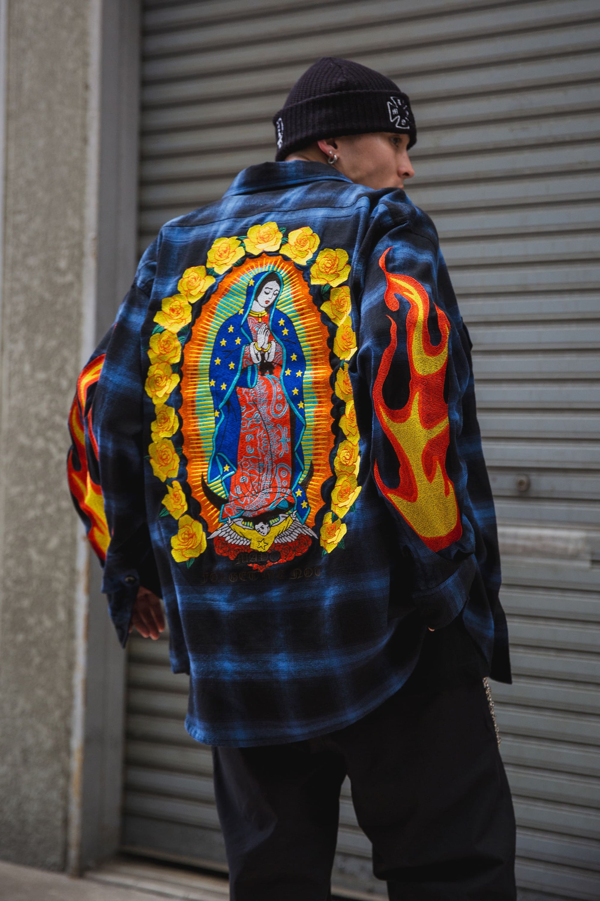 MARIA FIRE EMBROIDERY CHECK SHIRT