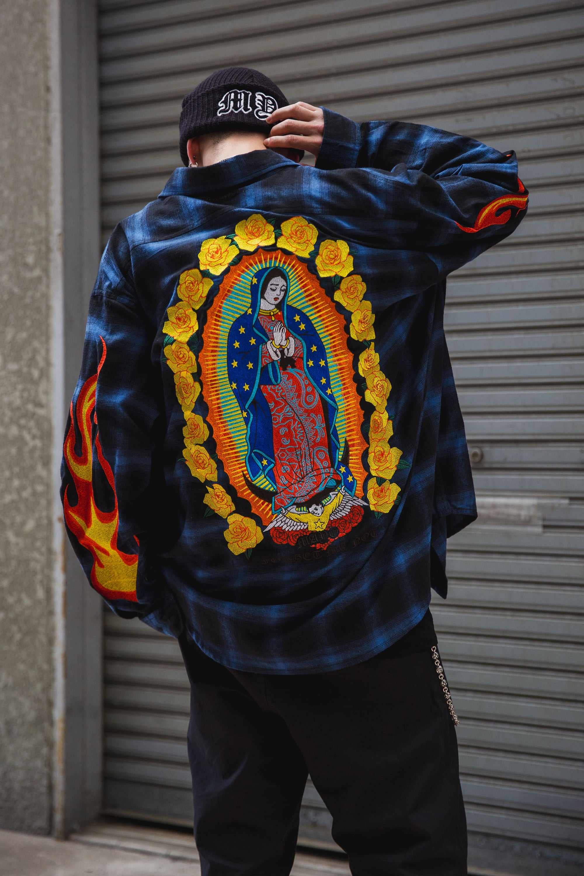 MARIA FIRE EMBROIDERY CHECK SHIRT