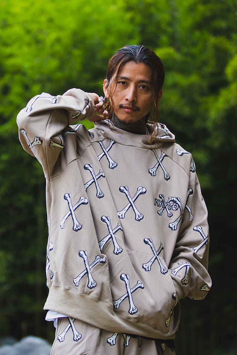 MAYO CROSS BONES Embroidery Hoodie - BEIGE