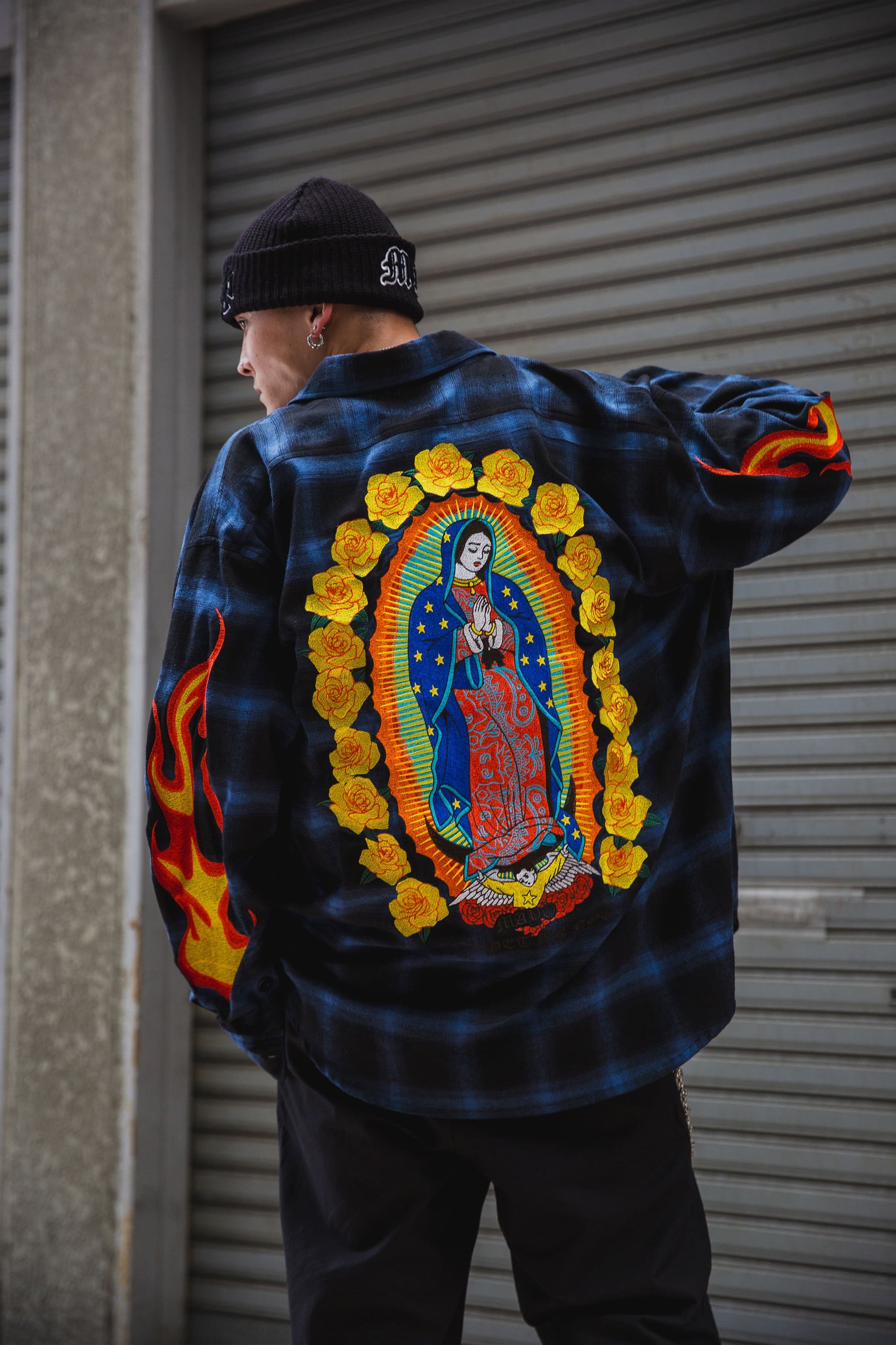 MARIA FIRE EMBROIDERY CHECK SHIRT