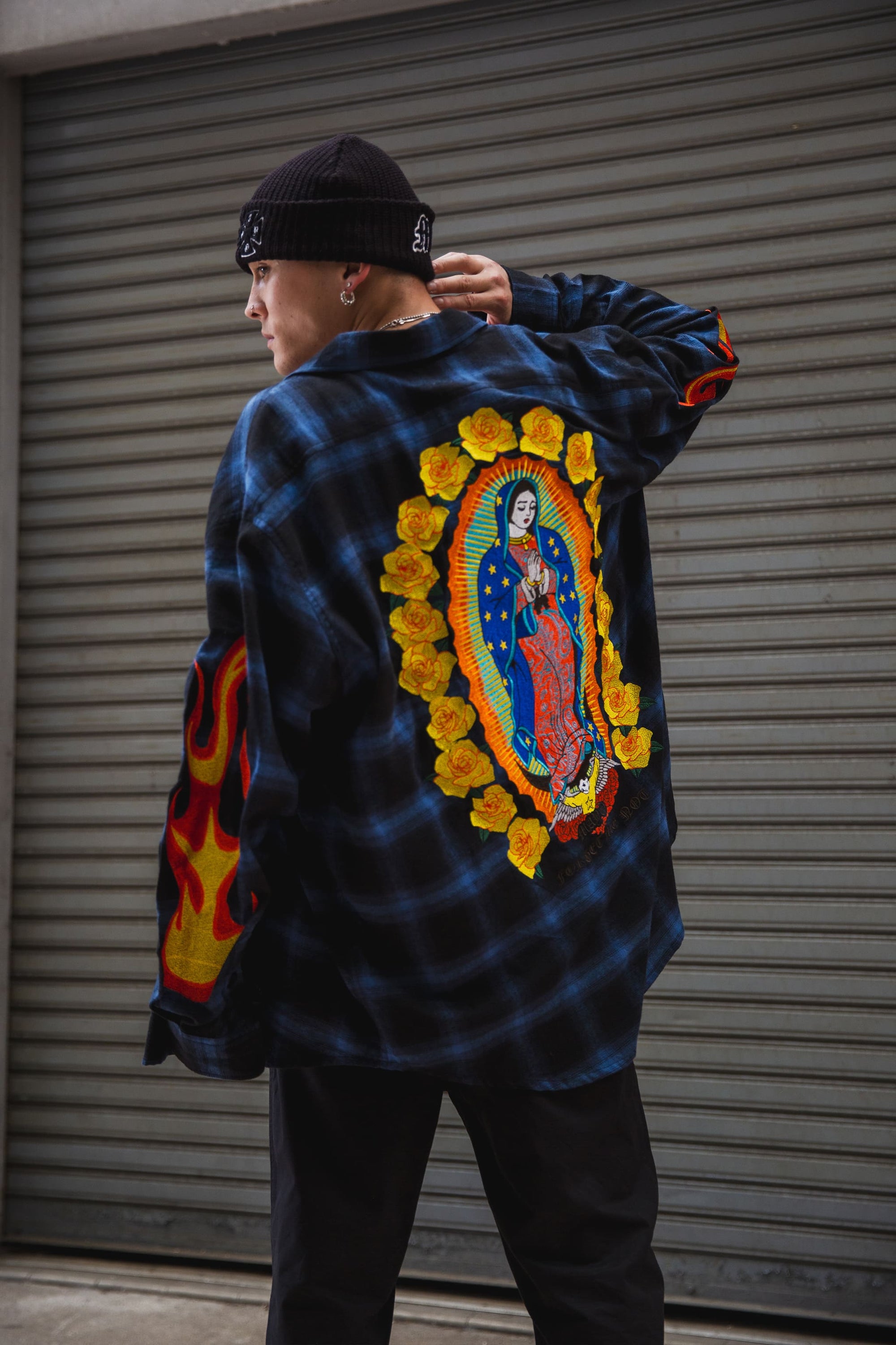 MARIA FIRE EMBROIDERY CHECK SHIRT