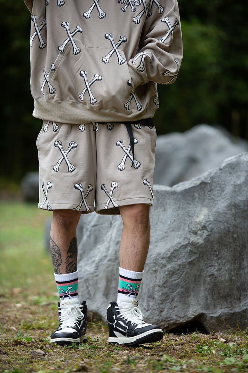MAYO CROSS BONES Embroidery Sweat Shorts - BEIGE