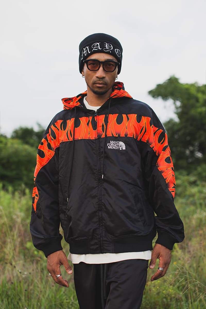 FIRE EMBROIDERY NYLON JKT - FIRE RED