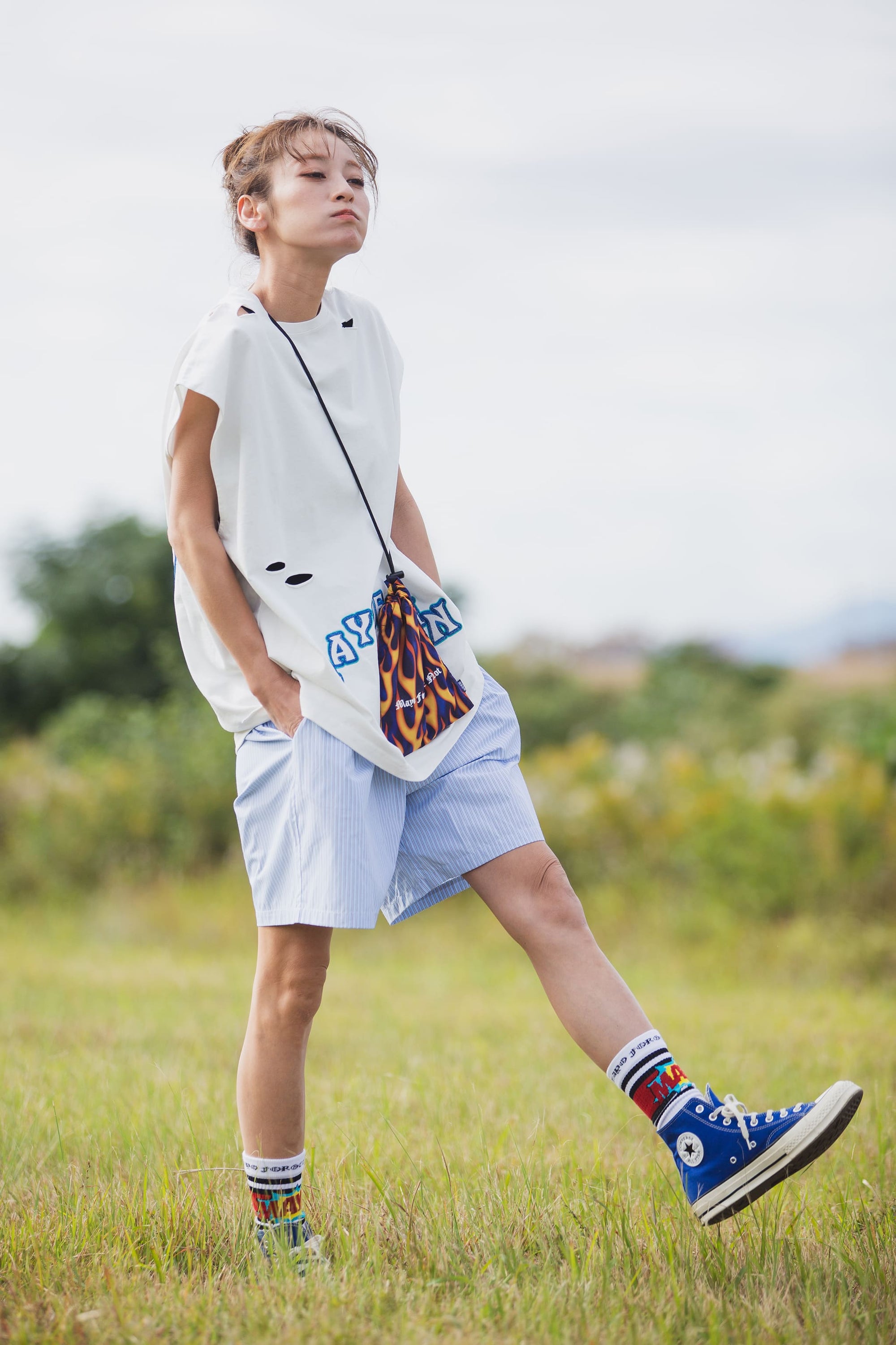 MAYO LOGO EMBROIDERY DRAWSTRING BAG