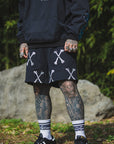 MAYO CROSS BONES Embroidery Sweat Shorts - BLACK