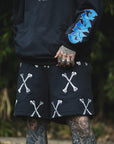 MAYO CROSS BONES Embroidery Sweat Shorts - BLACK