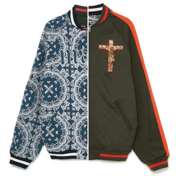 JESUS MAYO Paisley Embroidery Reversible Souvenir Track Jacket - OLIVE×ORANGE