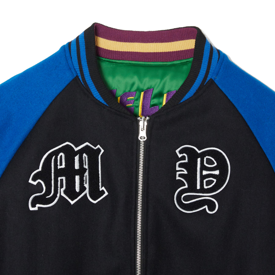 MAYO FIRE Embroidery Reversible Souvenir Jacket - BLUE × GREEN