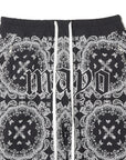 MAYO PAISLEY EMBROIDERY NYLON LOUNGE PANTS - BLACK