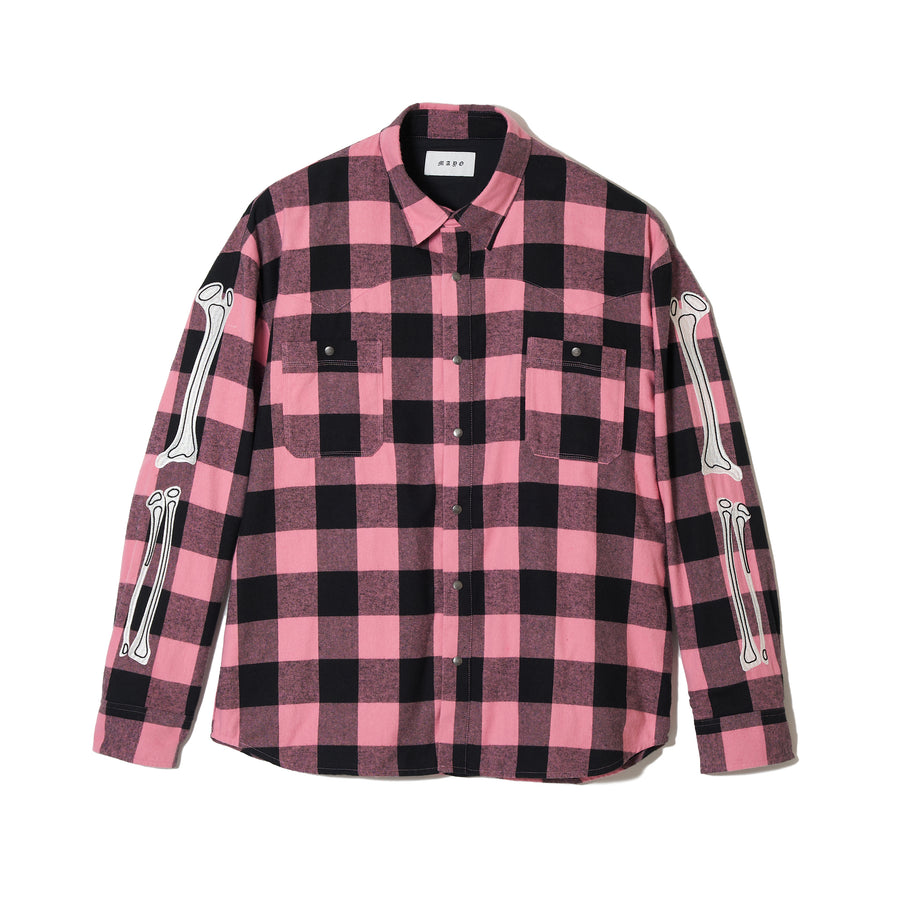 【WEB LIMITED】MAYO BONES Embroidery Check Shirt - PINK