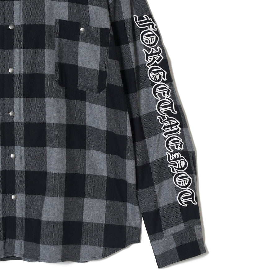MAYO CROSS Embroidery Check Shirt - BLACK