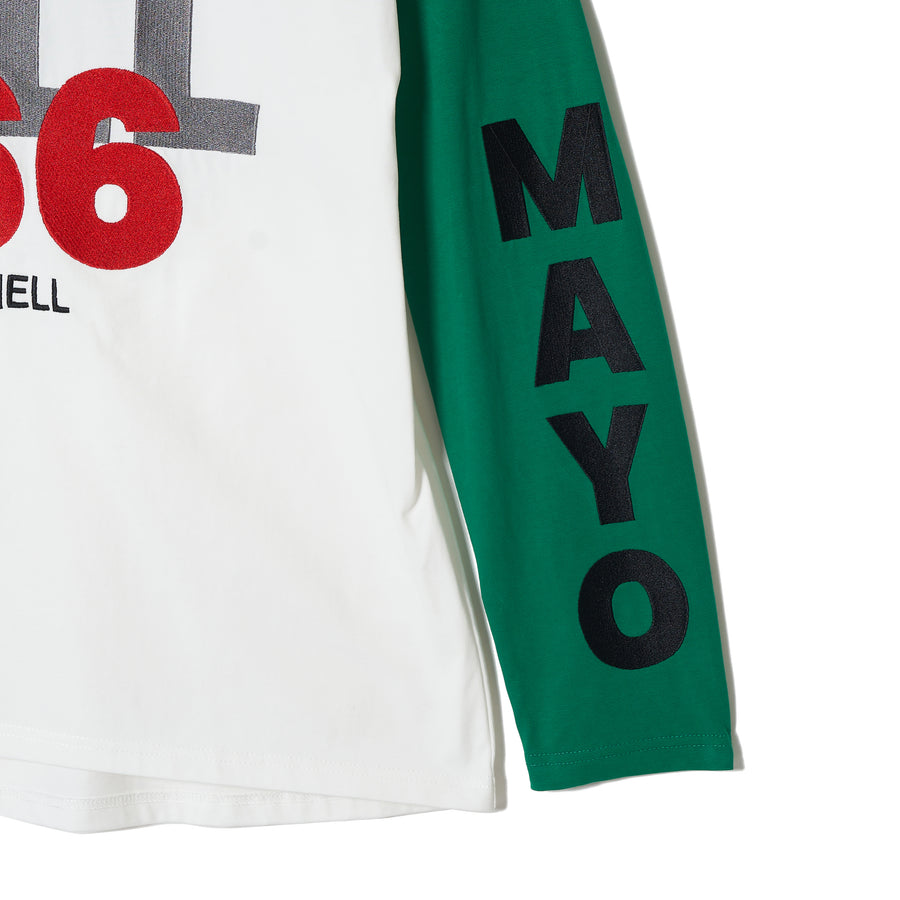 MAYO HELL & HEAVEN Embroidery Football Long Sleeve Tee - GREEN