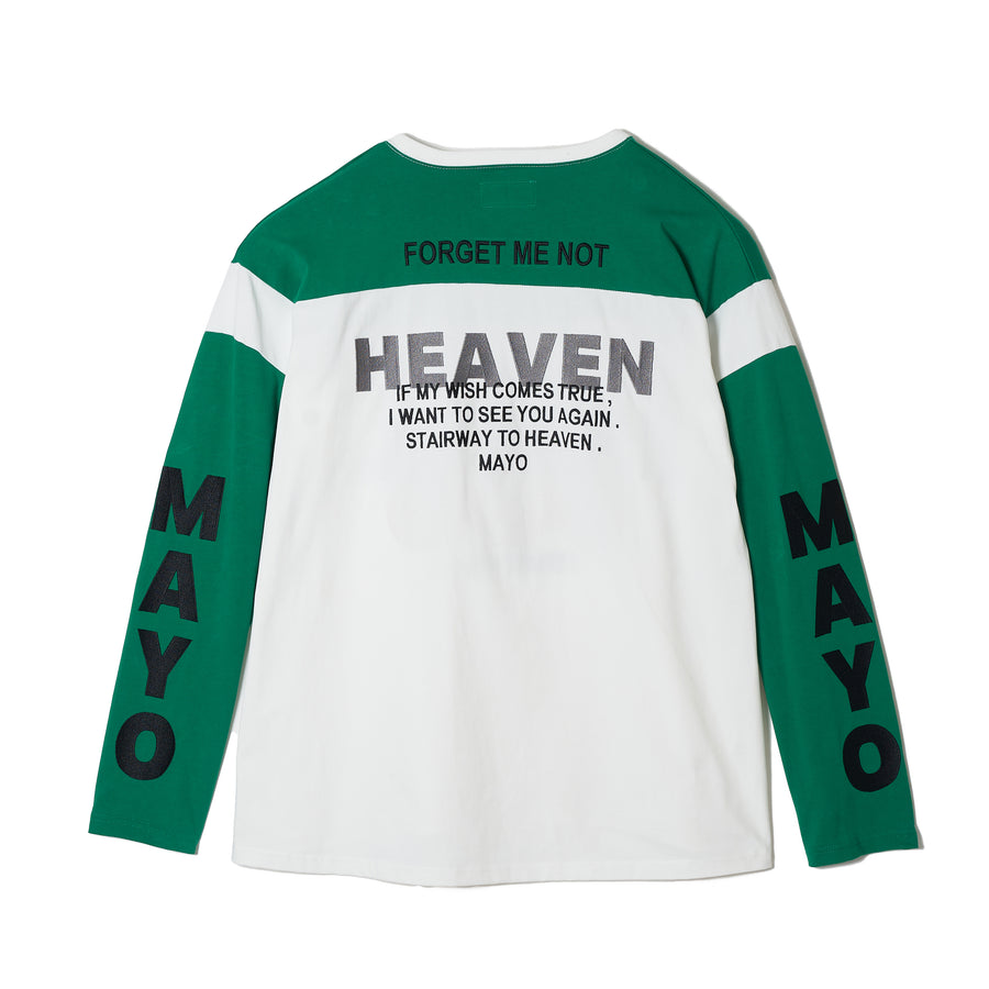 MAYO HELL & HEAVEN Embroidery Football Long Sleeve Tee - GREEN