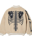 MAYO BONES Embroidery Reversible Bomber Jacket - BEIGE × BLACK