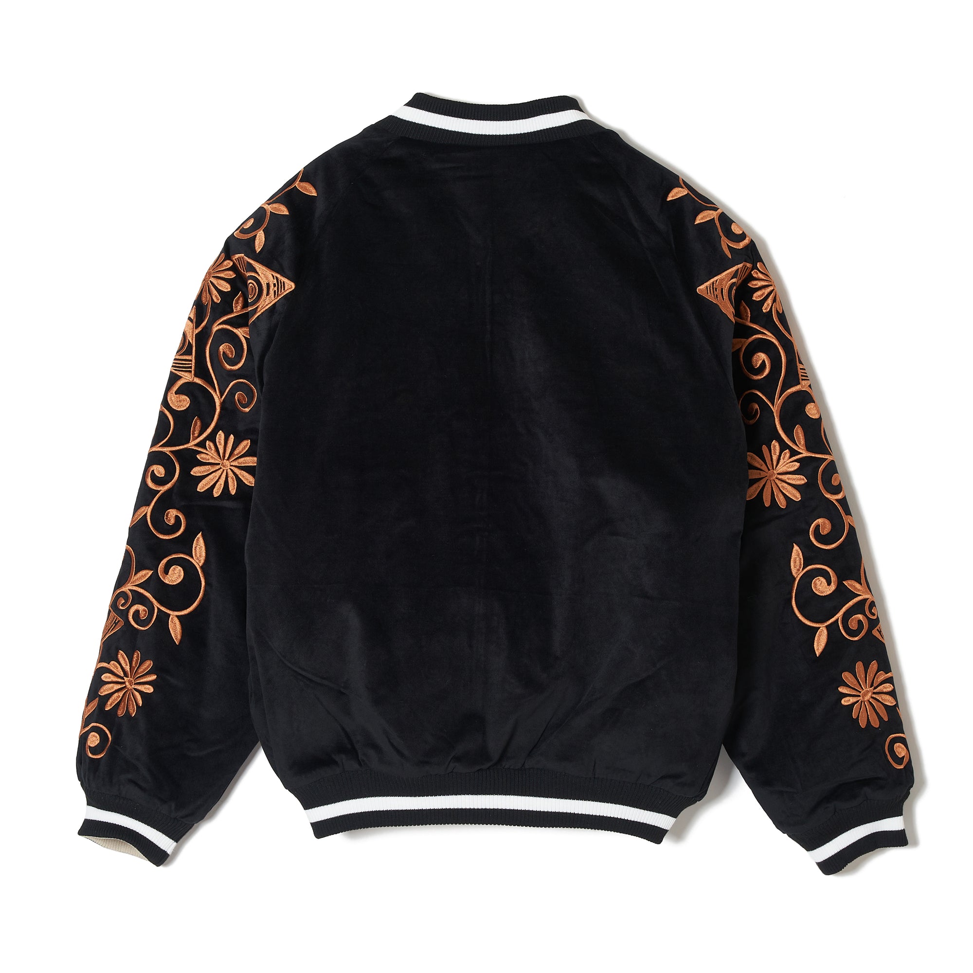 MAYO BONES Embroidery Reversible Bomber Jacket - BEIGE × BLACK