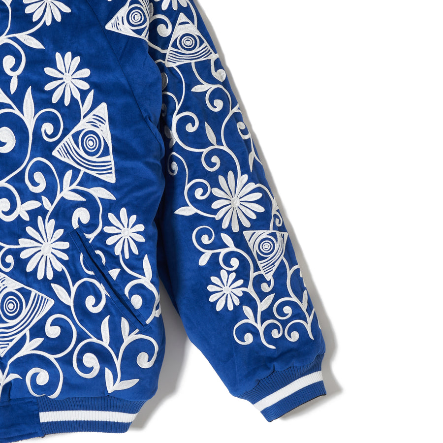 MAYO BONES Embroidery Reversible Bomber Jacket - BLACK × BLUE