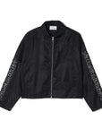 JESUS SKULL Embroidery Nylon Harrington Jacket - BLACK