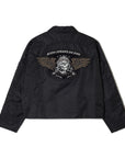 JESUS SKULL Embroidery Nylon Harrington Jacket - BLACK