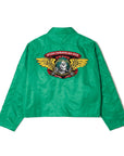 JESUS SKULL Embroidery Nylon Harrington Jacket - GREEN