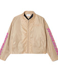 JESUS SKULL Embroidery Nylon Harrington Jacket - BEIGE