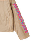 JESUS SKULL Embroidery Nylon Harrington Jacket - BEIGE