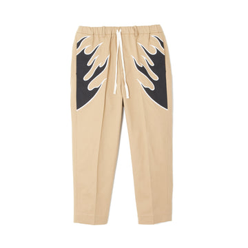 FIRE EMBROIDERY CHINO PANTS - BEIGE