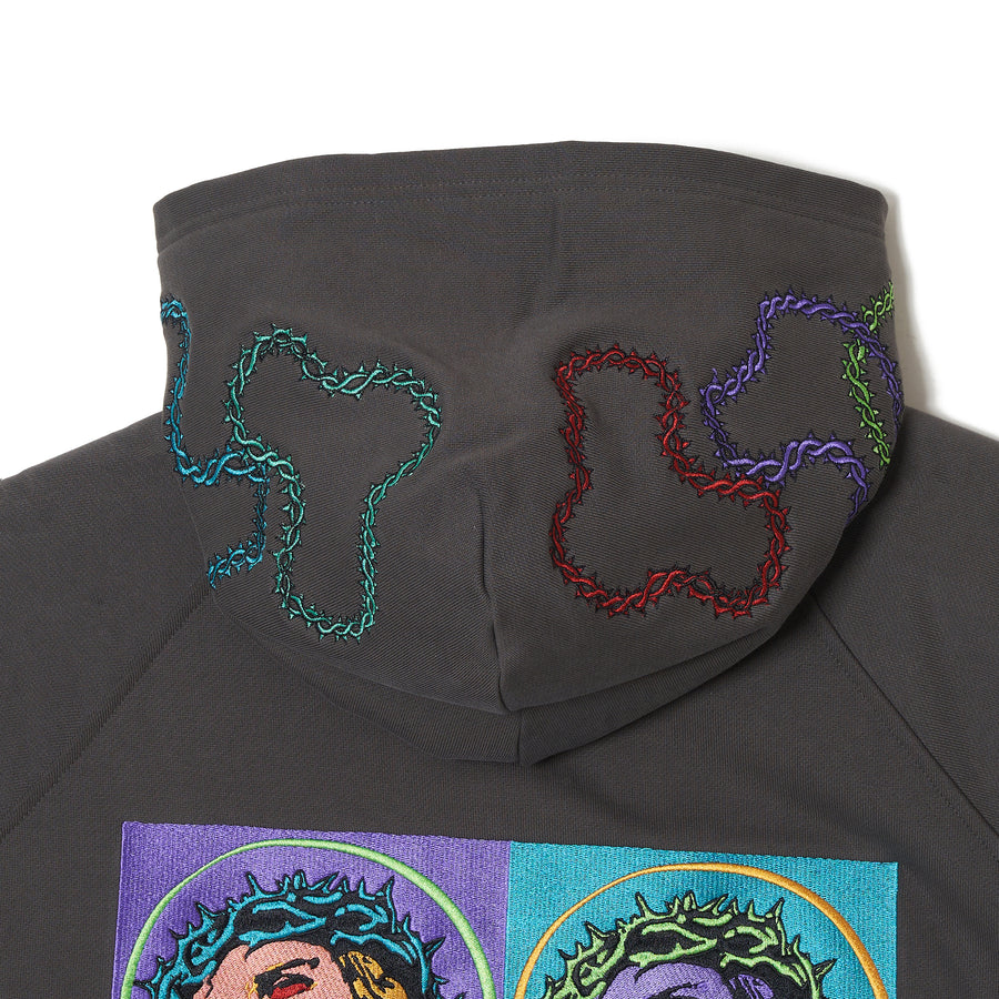 MAYO JESUS Embroidery Half zip Hoodie - GRAY