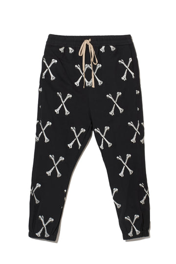 MAYO CROSS BONES EMBROIDERY SWEAT PANTS -  BLACK